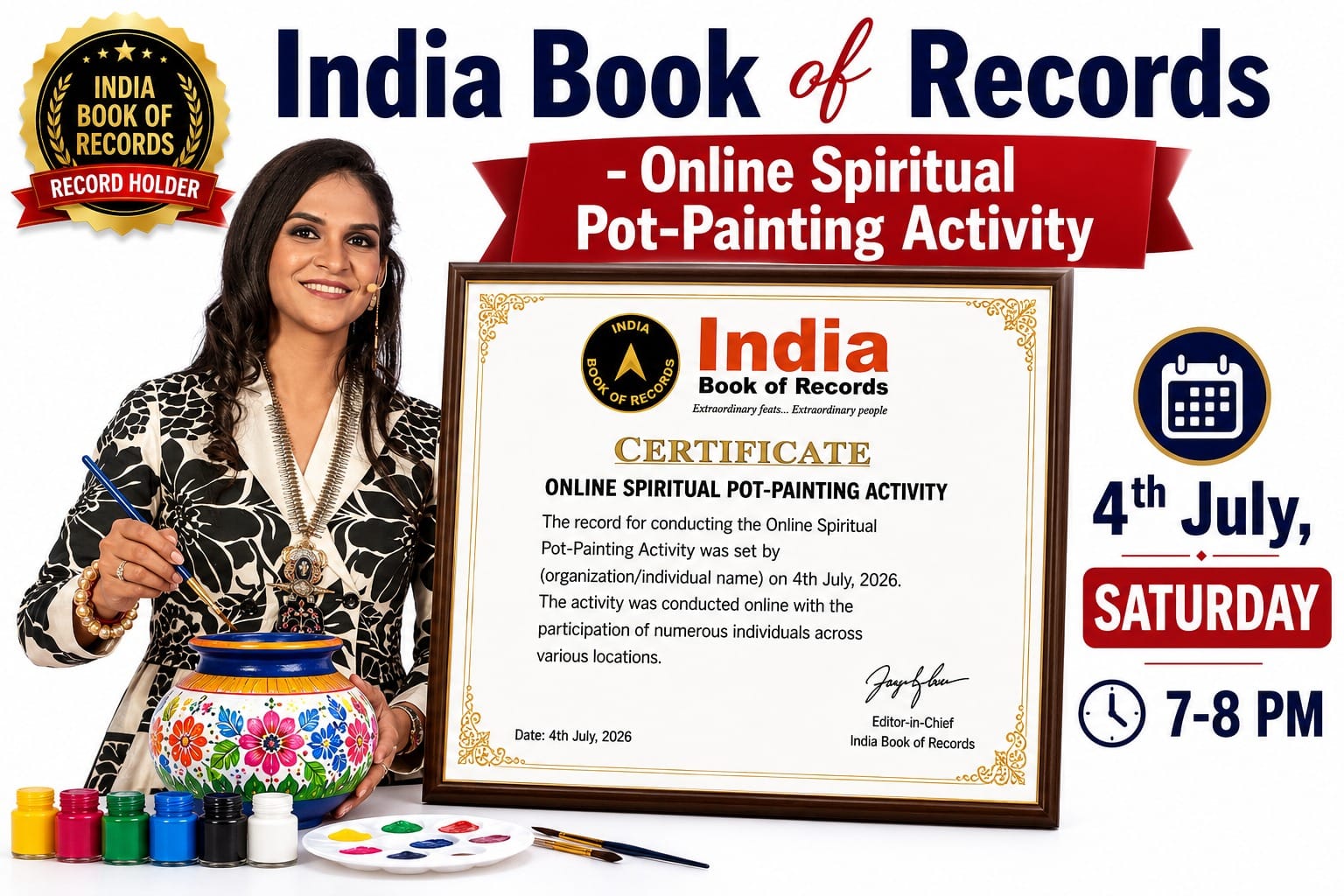 India Book of Records – Online Spiritual Pot-Painting Activity